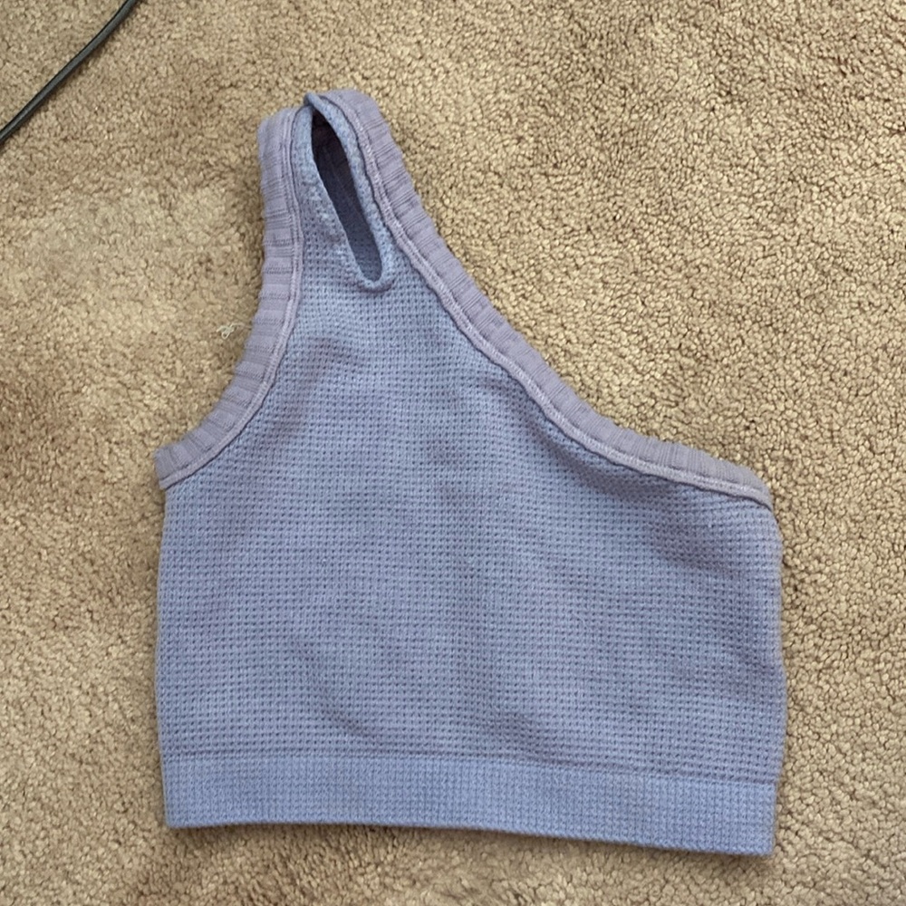 blue one strap crop top